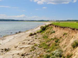 Årøsund8 person holiday home in Haderslev-By Traum的水域旁的沙滩