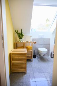 a bathroom with a toilet and a sink at Luxuriöse Ferienwohnung mit 3 Schlafzimmern in Tremsbüttel +18 photos