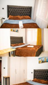 two different pictures of a bedroom with two beds at Myla homes in Kiambu +5 photos