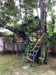 a tree house with a ladder in a tree at CASA MEDNA in Trancoso +11 photos