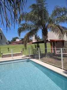 una piscina frente a una casa con una palmera en Depto La Tere 3, en Córdoba