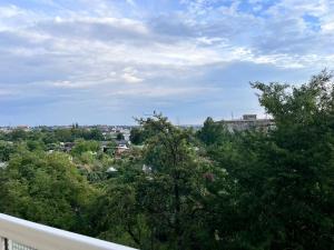 a view of a city from a balcony with trees at Royal Haus Chemnitz 3- Balkon nahe Zeisigwald in Chemnitz