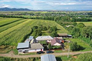 an aerial view of a house in the middle of a field at Lumea lui Creanga in Topoliţa