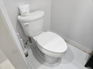 aseo blanco en el baño con papel higiénico en One Bed basement Room, en Brampton