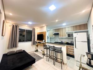 Η κουζίνα ή μικρή κουζίνα στο Apartamento moderno para até 4 pessoas Barra Funda