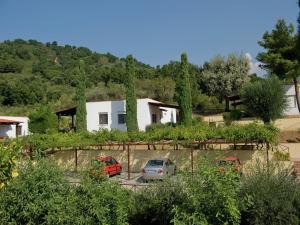 a white house with cars parked in a yard at Luxurious Holiday Home in Palinuro Italy with Swimming Pool in Centola +10 photos