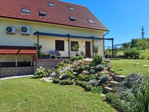 a garden in front of a house at PALAVIA Apartments in Pavlov