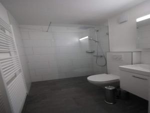 a white bathroom with a toilet and a sink at Apartment near Pizol in Mastrils +24 photos