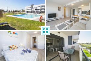 a collage of three pictures of a apartment at Cubo's Marques Apartment with Free Parking in Almayate Alto