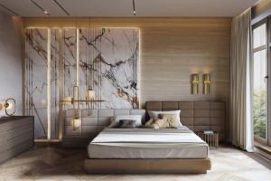 a bedroom with a large bed and a painting on the wall at have fun staying here in Kuala Lumpur