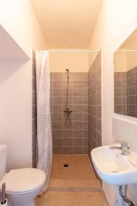 une salle de bain avec une douche, des toilettes et un lavabo dans l'établissement Welcome to No5, à Sarlat-la-Canéda