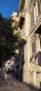 ein Gebäude an der Seite einer Straße neben einem Baum in der Unterkunft Magdalena Haus in Alexandria