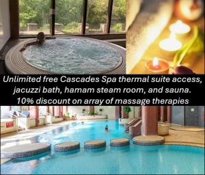 a large swimming pool with a swimming pool at The Penthouse Bowness Tranquil Loft Jacuzzi Bath & Complimentary Cascades Spa Membership in Bowness-on-Windermere