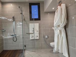 een badkamer met douche en toilet bij Andriana Luxury in Antananarivo +17 foto's