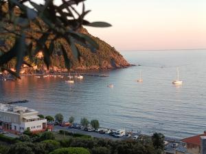 a view of a harbor with boats in the water at La Terrazza sul Mare in Levanto