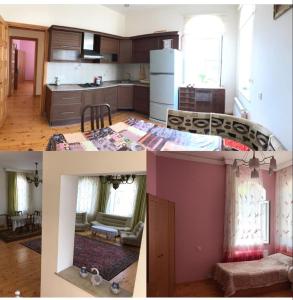 マルダカンにあるVilla in and Homeのキッチン、リビングルームの写真2枚
