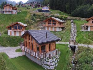 an overhead view of a house on a hill at Chalet in La Tzoumaz near Ski Slopes in Riddes