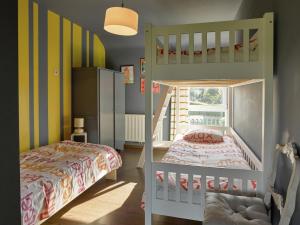 a childs bedroom with a bunk bed and a ladder at Ovifat Sauna Escape, Waimes in Ovifat