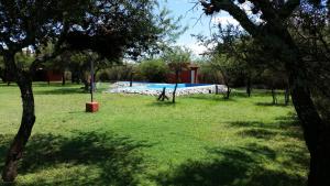 a park with a swimming pool in the grass at Cabañas Calma Chicha in Cortaderas