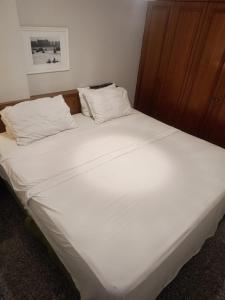 a large white bed with two pillows on it at Tulip in flat SAN martain in Fortaleza