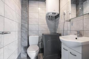 a bathroom with a toilet and a sink at Nemo - apartament, domek w Gaskach in Gąski