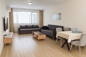 a living room with a couch and a table at Bissera premium apartments in Sofia