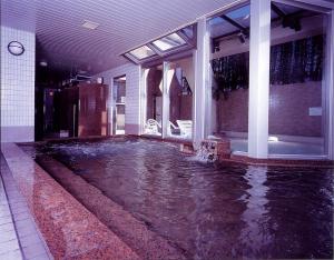 uma piscina de água no meio de uma casa em Capsule&Spa Grand Sauna Shinsaibashi em Osaka