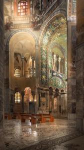 a large room with a large painting on the wall at B&B Le Peonie Alloggio centrale vicino al mare in Ravenna