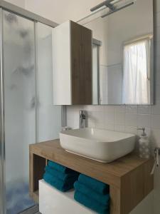 a bathroom with a sink and a mirror at B&B Le Peonie Alloggio centrale vicino al mare in Ravenna