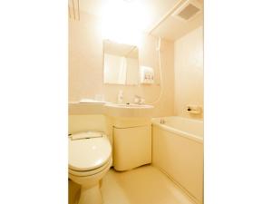 a bathroom with a toilet and a sink and a mirror at Smile Hotel Kobe Motomachi - Vacation STAY 85850v in Kobe +28 photos