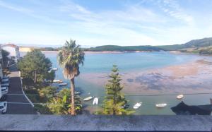 a view of a beach with boats in the water at Santander Mogro in Mogro
