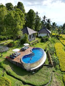an aerial view of a swimming pool in a yard at MAYURA BALI VILLA in Munduk
