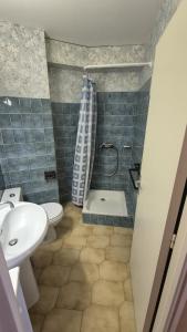 ein Badezimmer mit Waschbecken, Toilette und Dusche in der Unterkunft Studio au pied de l'eau in Canet-en-Roussillon