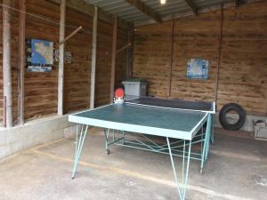 a ping pong table in a room with a ping pong ball at Home for 7 Guests in Plouvara in Saint-Donan +31 photos
