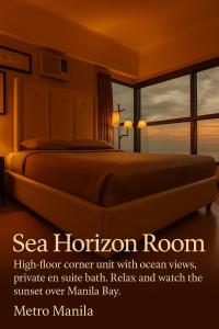 a bedroom with a bed with a large window at 康宿 滄海居 Sea Horizon in Sampong