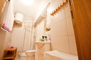 a small bathroom with a toilet and a sink at Adela Apartments in Dramalj +25 photos