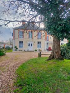 a large house with a tree in front of it at Logis Hotels Restaurants- Villa des Bordes in Cléry-Saint-André