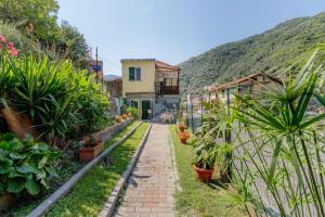 レッコにあるhouse with garden, two roomsの丘の上の植物と家々のある歩道