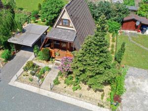 an overhead view of a house with a garden at Ferienhaus Christina in Medebach