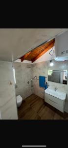 ein Badezimmer mit Waschbecken und Toilette in der Unterkunft Vila Harxhaj 3 in Razëm