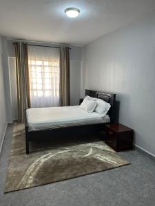 a bedroom with a large bed and a window at Ecostay 2bedroom Makasembo in Kisumu