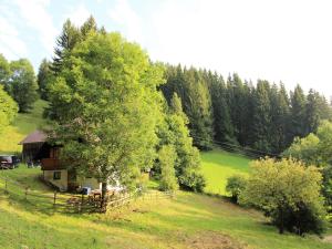 a barn in the middle of a field with trees at Chalet in Prebl nahe Klippitztörl Ski in Prebl
