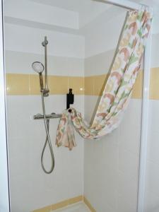 a shower with a shower curtain in a bathroom at Le Clos d'AIX Studio 113 in Aix-en-Provence
