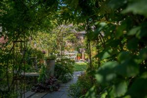 a garden with a gate and some plants at 2 Penally Boathouse Mews in Cardigan