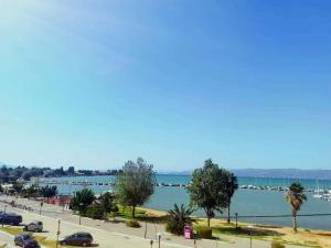 a view of a large body of water with boats at Thalassa View c2 in Khalkoútsion