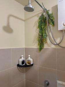 a bathroom with a shower and two toasters on a shelf at Sky Pad Avida Abreeza Davao in Davao City +20 photos