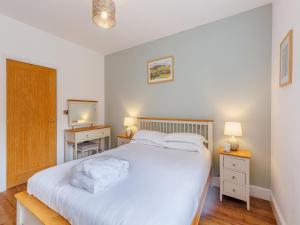 a bedroom with a large white bed with two night stands at Ty Felin - Uk12744 in Acrefair