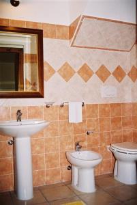 a bathroom with a sink and a toilet at Agriturismo SaTanca in Arbus
