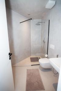 a bathroom with a shower and a toilet and a sink at Splendida Vita in Tirane +48 photos