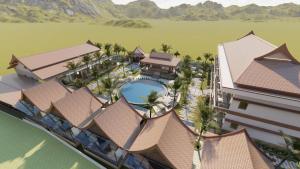 vista sul tetto di un resort con piscina di Paradise Mountain View Resort a Vang Vieng Altre 6 foto